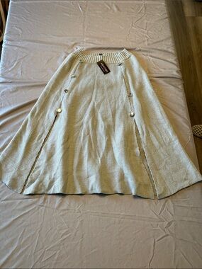 NWT - Memories Cream Knit A-Line Cape with Button Accents